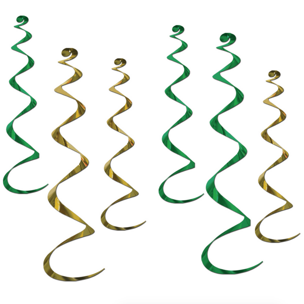 Twirly Whirly Green and Gold Decorations