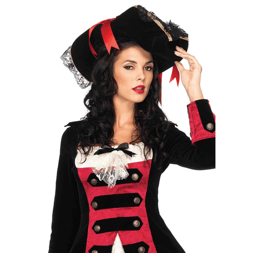 Swashbuckler Hat w/ Lace Trim and Satin Bows