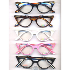 Clear Retro Cat Eye Glasses with Detailed Gems