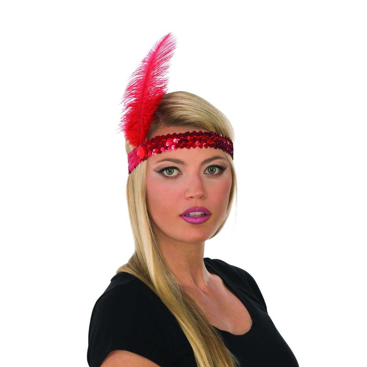 Red Sequins Adult Flapper Headband