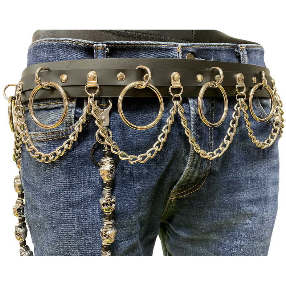 O Ring and Chain Leather Belt