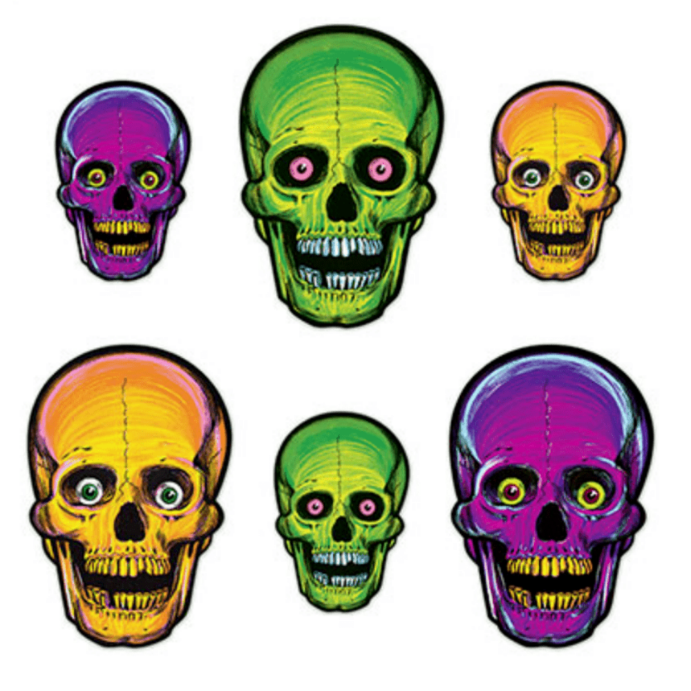 Vintage Halloween Nite-Glo Skull Cutouts