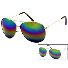 Rainbow Mirror Lens Aviator Sunglasses