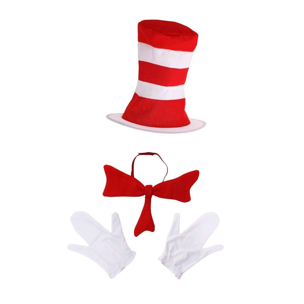 Dr Seuss Cat in the Hat Adult Accessory Kit w/ Hat, Bow Tie & Gloves