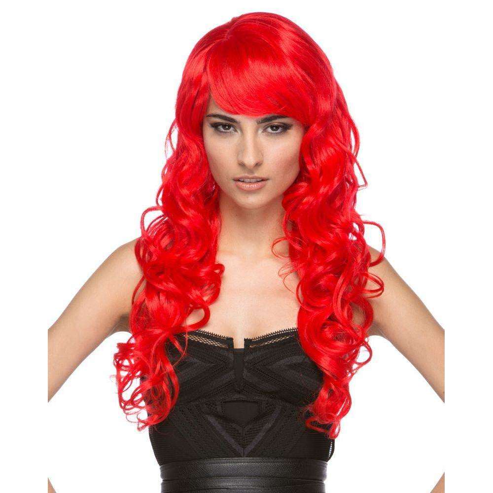 Melrose Red Long Wavy Wig with Side Part and Fringe