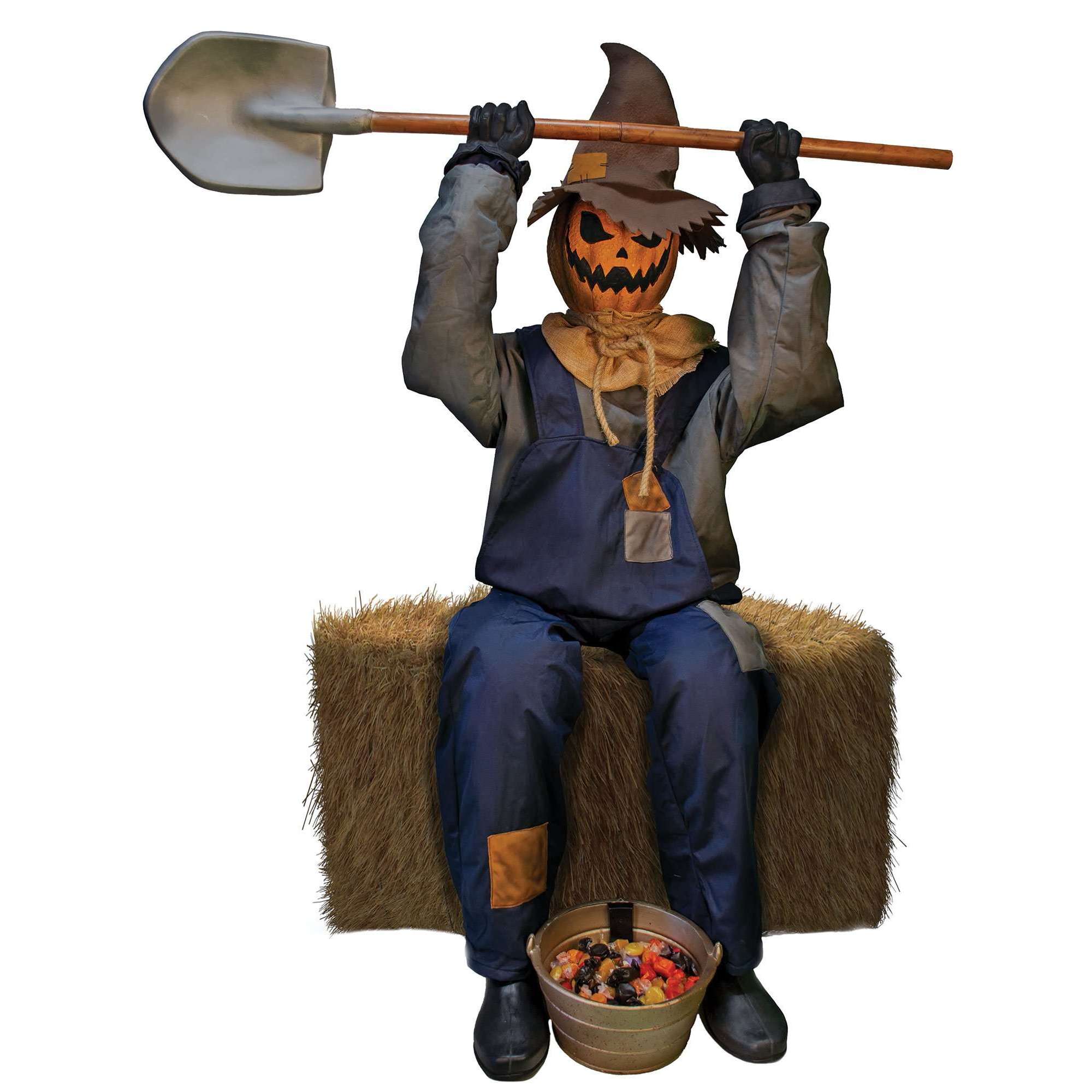 Jack Goodies Guardian Animated Laughing Pumpkin Scarecrow Prop
