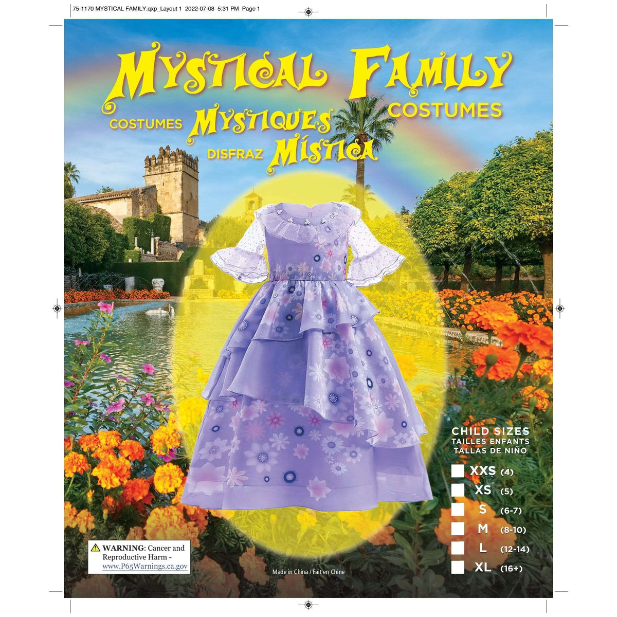 Lilac Frilled Layered Dress With Flowers - Child Costume