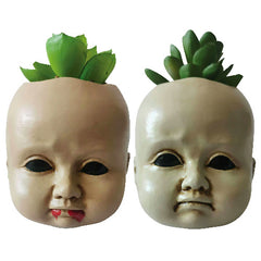 Doll Head Faux Succulent Pot
