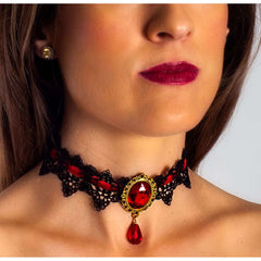 Red Pendant Gothic Lace Choker