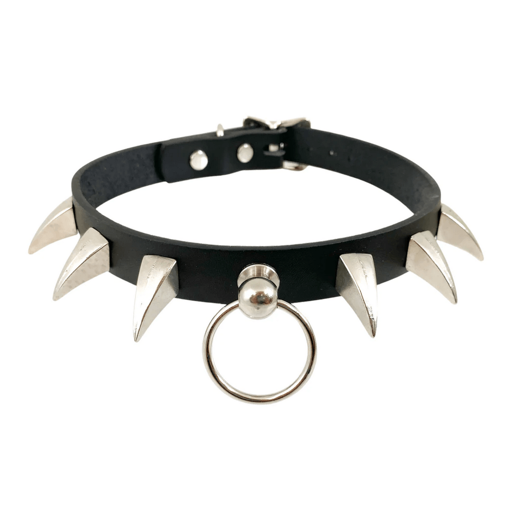Small Claw Spike and Ring Holder Choker 3/4" Wide