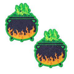 Cauldron Black & Green Flaming Bubbling Witches Brew Nipple Pasties