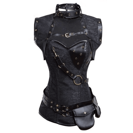 Black Steampunk Corset with Shrug/Capelet