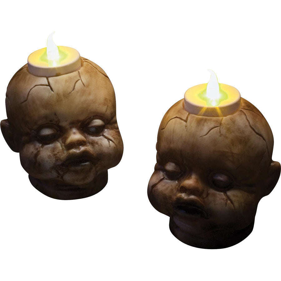 Cracked Doll Head Electric Tealight Candle