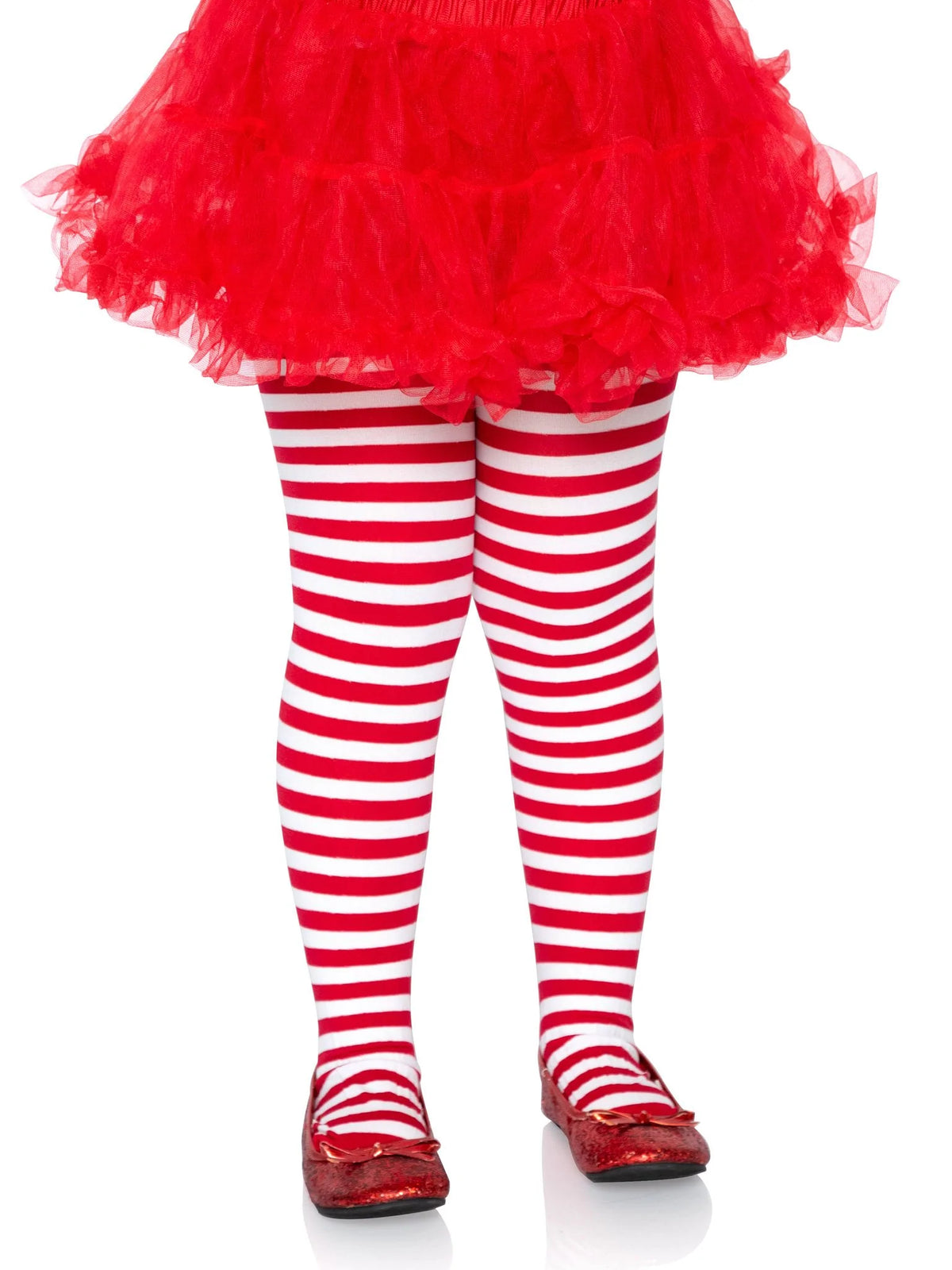 Girl's Red/White Striped Tights