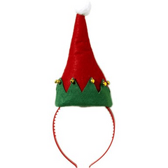 Santa Elf Hat with Bells on Headband