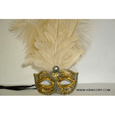 Assorted Venetian Mask with Musical Note Detail and Feathers