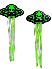 Tassel UFO Alien Glow-in-the-Dark Neon Green & Black Pasties