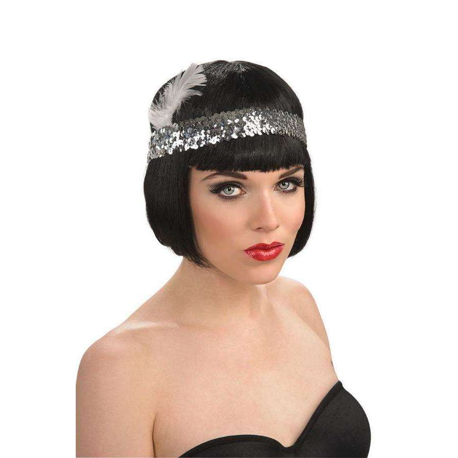 Sequin Flapper Headband with Feather