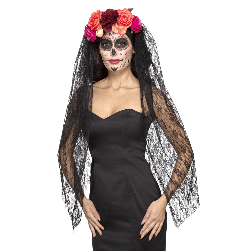Day of the Dead Headband with Veil