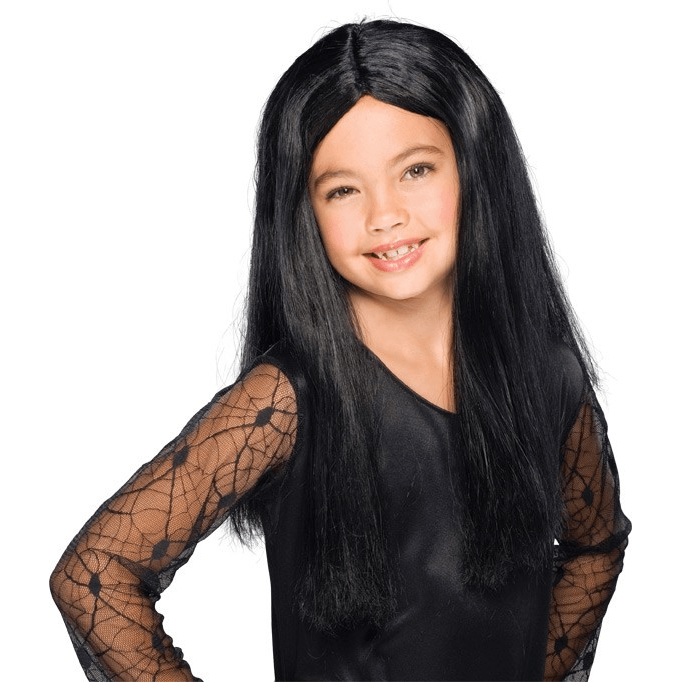 Long Black Witch Child Wig