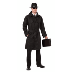 Black Secret Agent STD Adult Trench Coat Costume