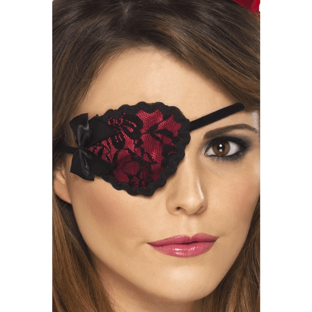 Red with Black Lace Pirate Eyepatch