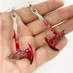 Bloodstained Battle Axe Earrings