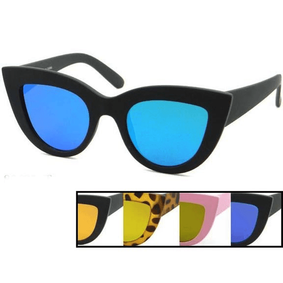 Thick Cat Eye Frames with Mirror Lens Assorted