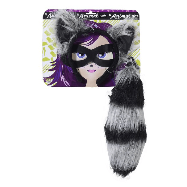 Raccoon Kit - Ears , Eye Mask & Tail