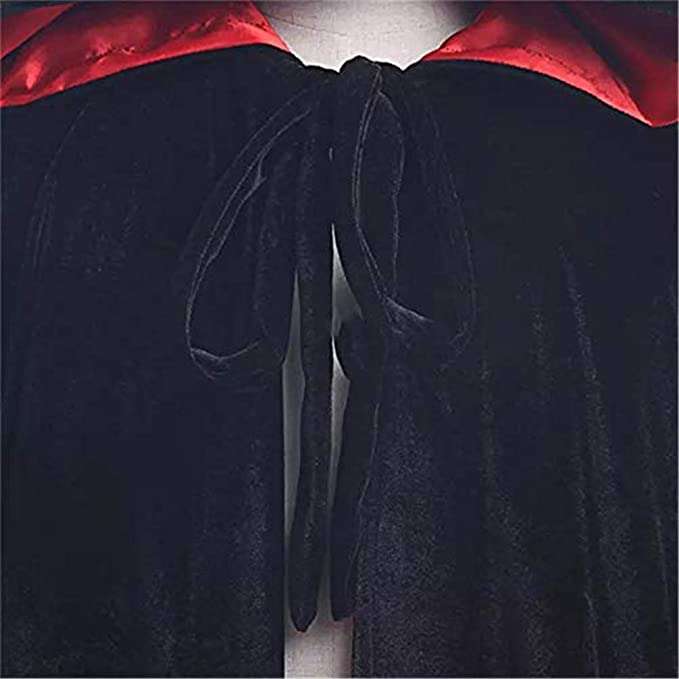 Black Velvet Cape With Red Lining Adult One Size