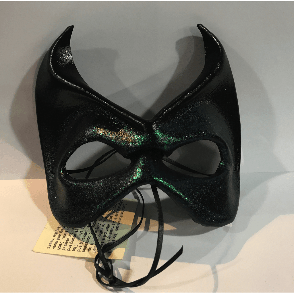 Green Glimmer Troubador Leather Mask