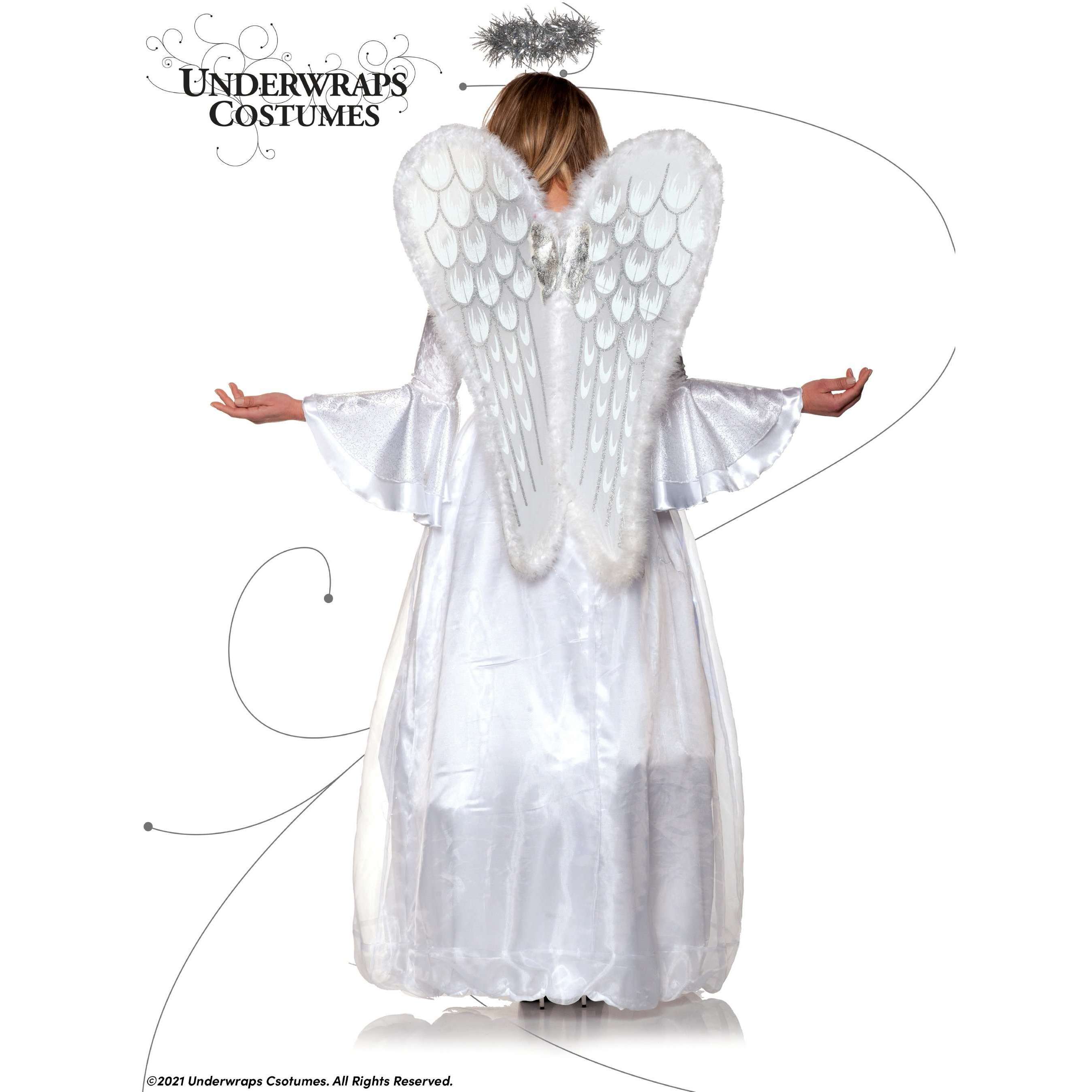 Heavenly White Angel Light Up Dress Women's Adult Costume w/ Wings & Halo