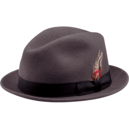 Grey Pinched Stingy Fedora Hat