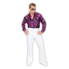 White, Polyester Men's Adult Disco Pants