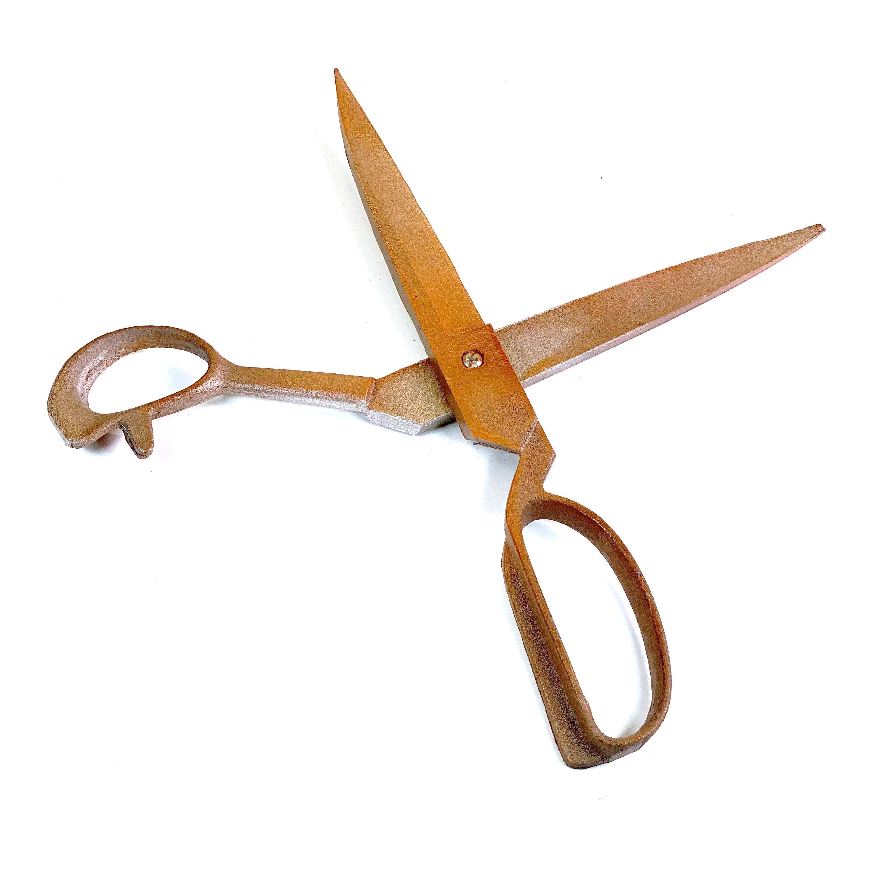 Large Plastic Scissors or Shears with Functional Moving Parts - Rusty - Rusted Chrome