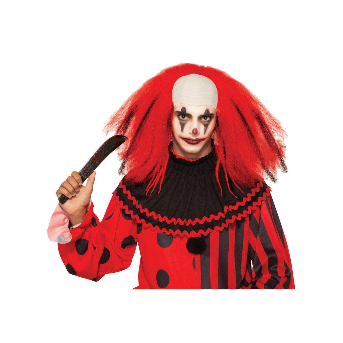 Evil Clown Red & Black Adult Wig