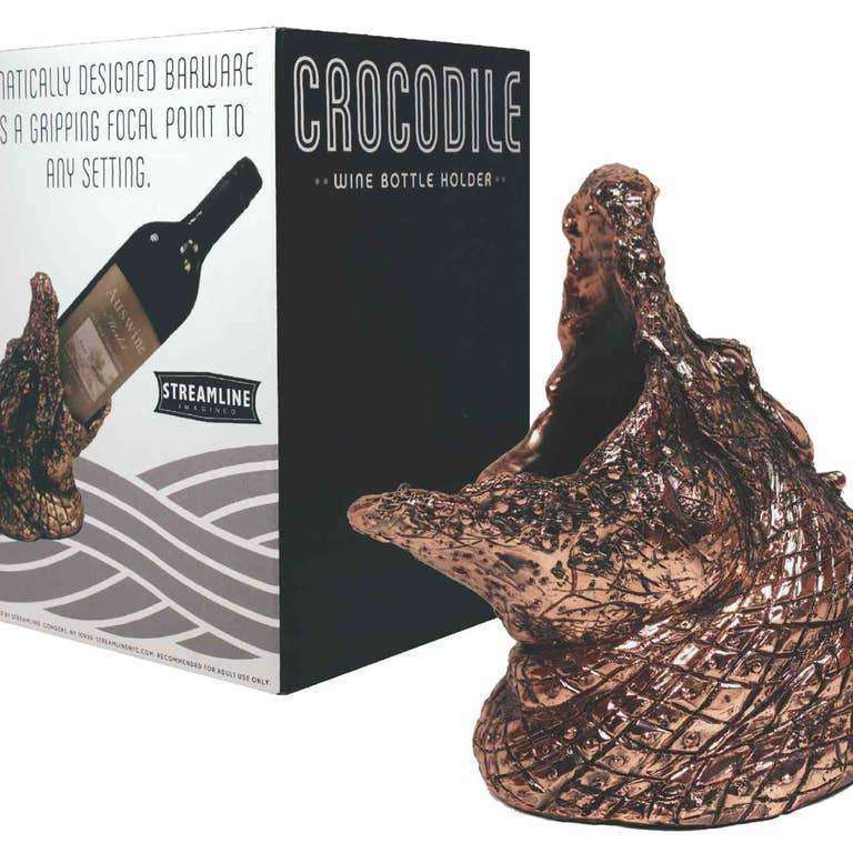 8" Realistic Crocodile Wine Bottle Holder