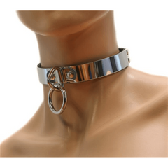 Silver Metal Choker with Loop and Ring
