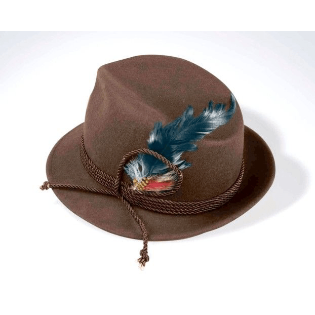Brown German Oktoberfest Adult Hat w/ Feather