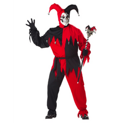 Evil Jester Red & Black Plus Size Adult Costume