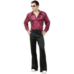 Red & Black Snake Skin Print Men's Adult Disco Shirt