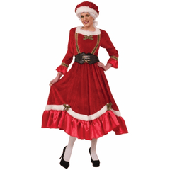 Classic Mrs. Claus Red Dress with Green Trim Adult Costume