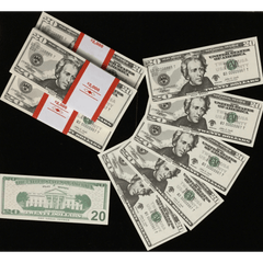 Cash Stack of Fake 20 Dollar Bills