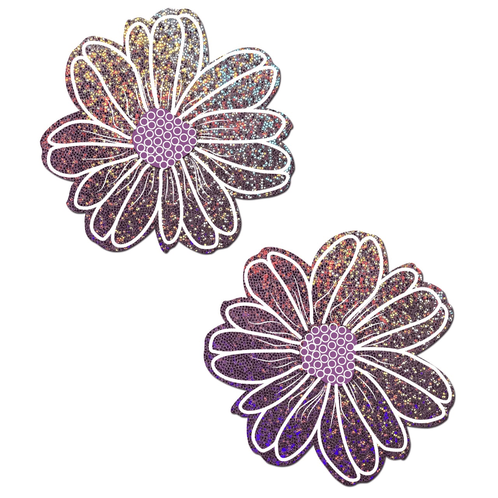 Lilac Glitter and Purple Wildflower Nipple Pasties