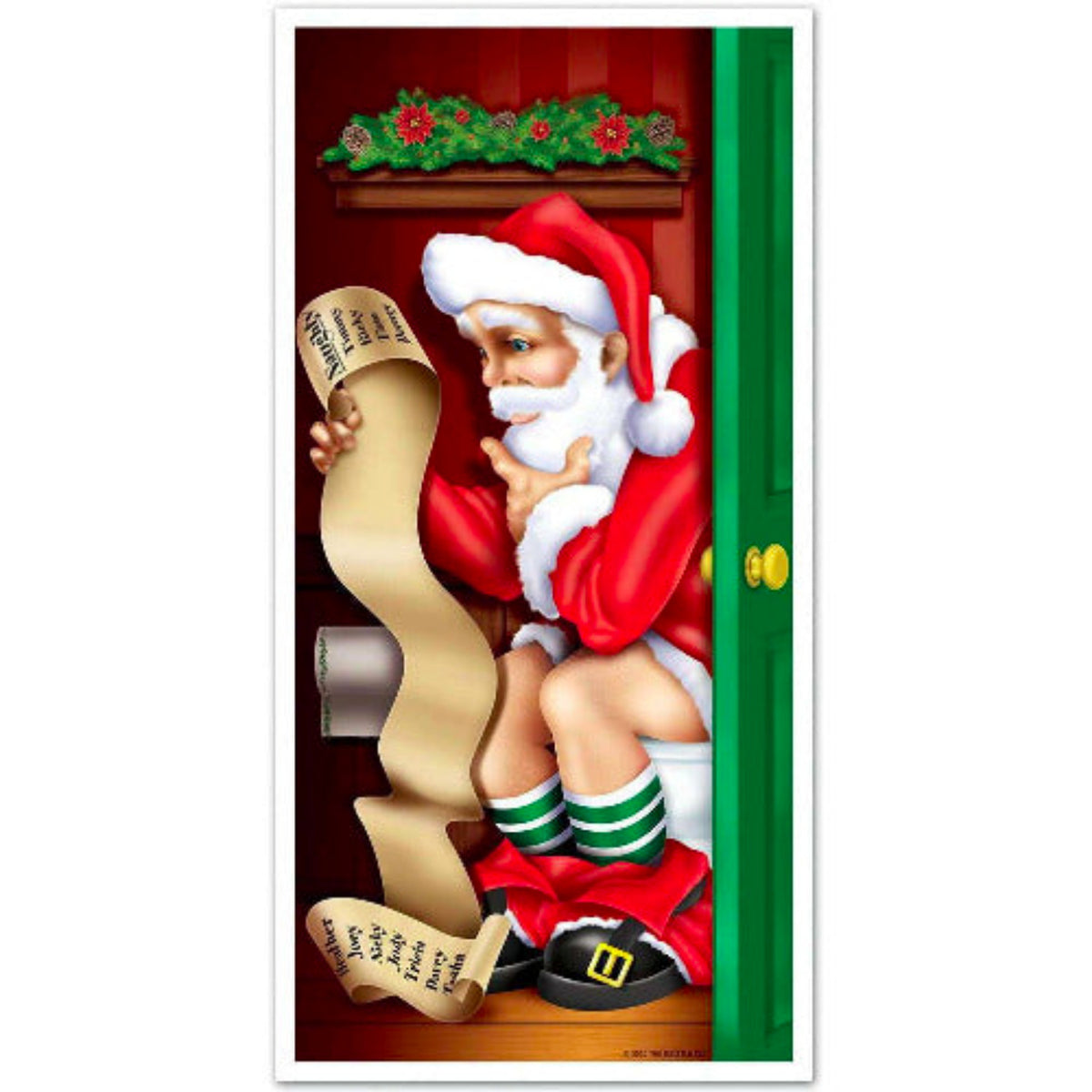 Santa Restroom Door Cover - Christmas Holiday Decor