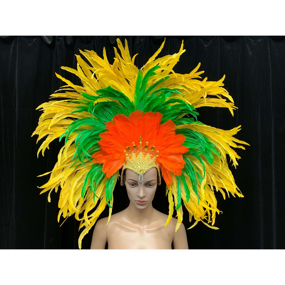 Yellow, Green & Orange Feather Headpiece