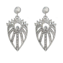 Pearl Shaped Rhinetone Earrings Silver