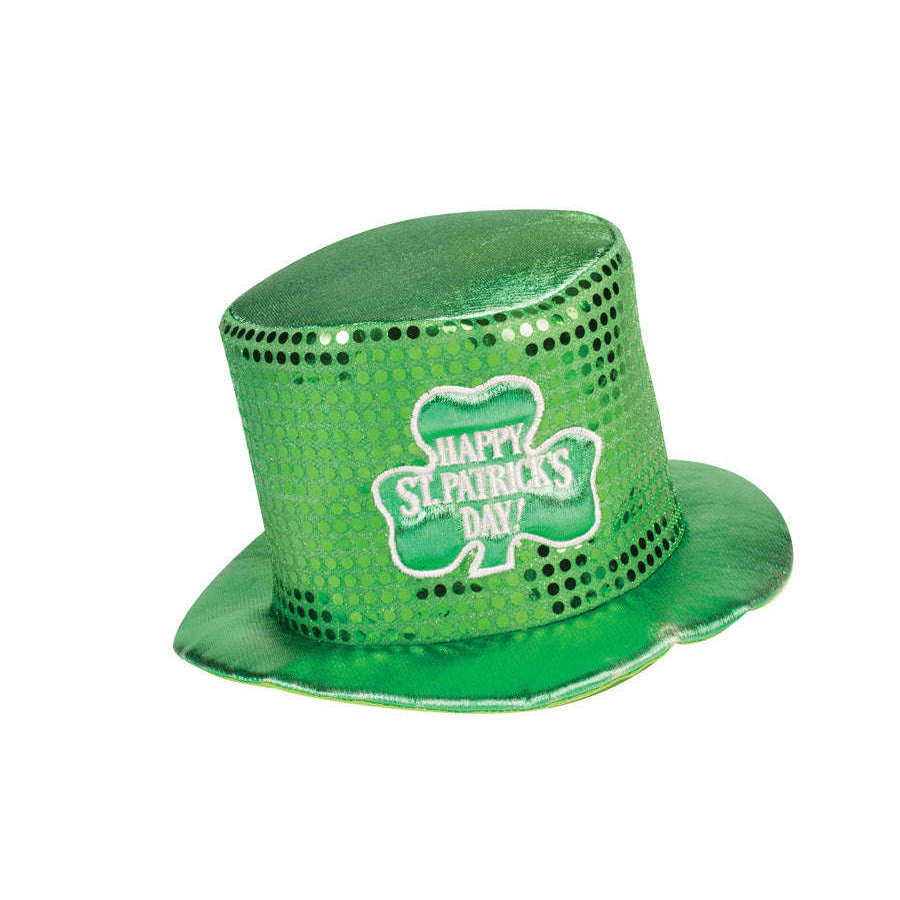 Saint Patricks Day Green Sequins Hat w/ Shamrock