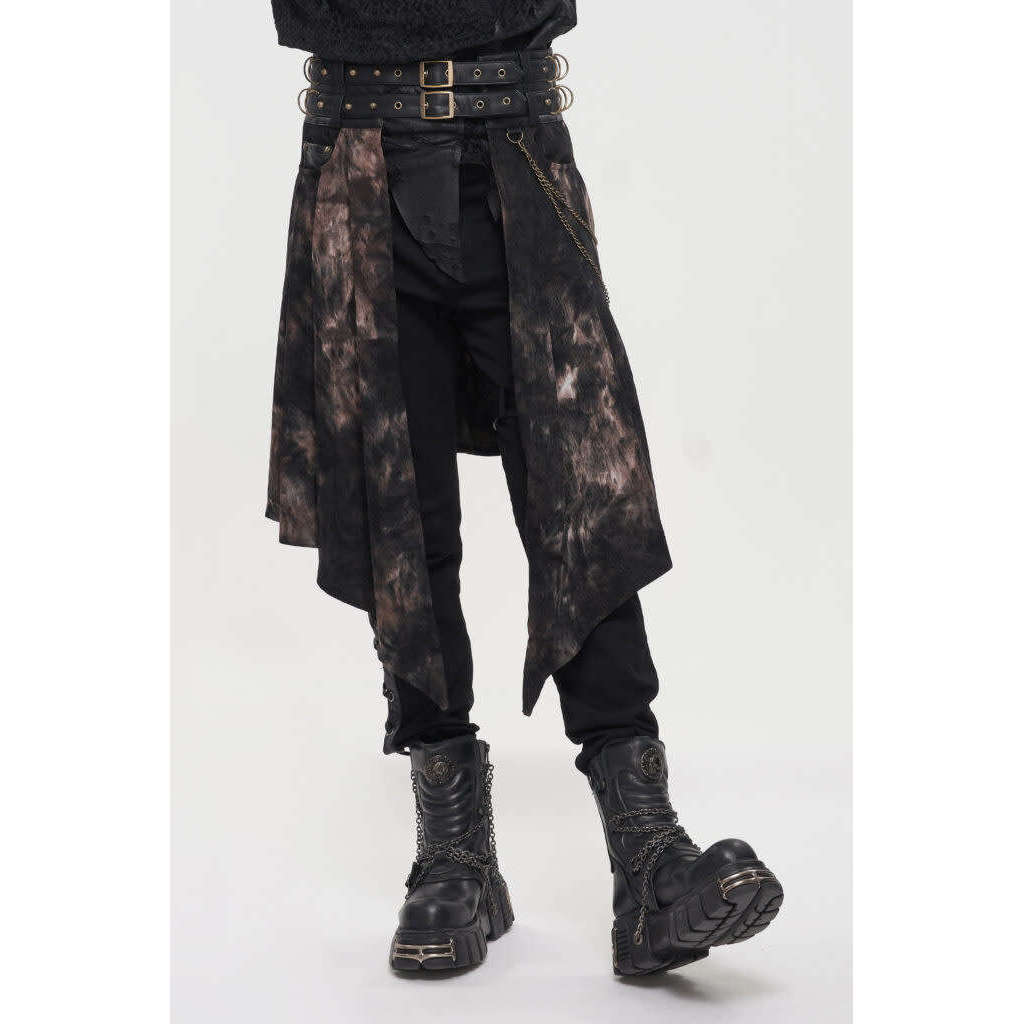 Men's Gothic Bleached Buckle Belt Skirt