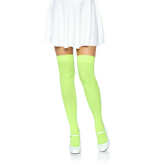 Neon Opaque Nylon Thigh High Stockings